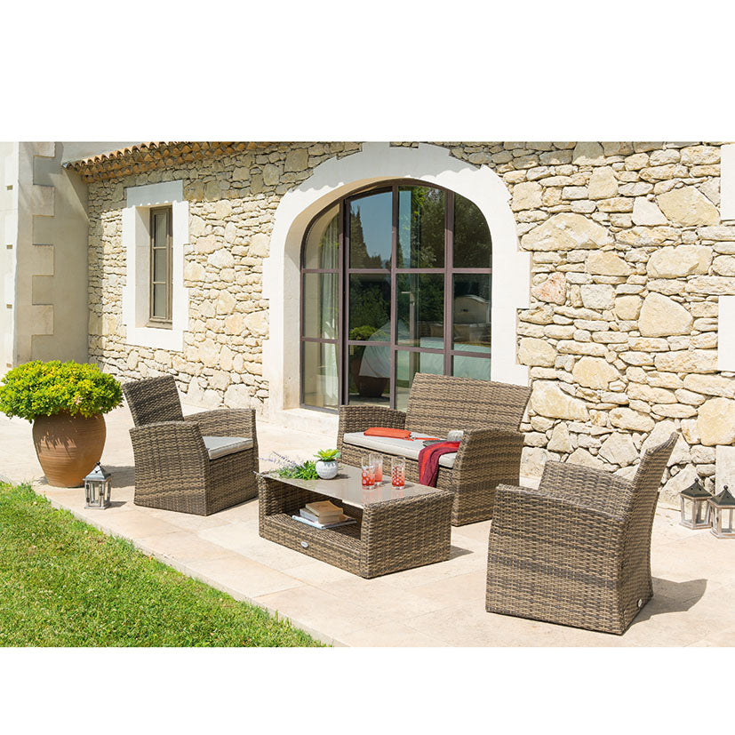 Rattan set. Sofa+2