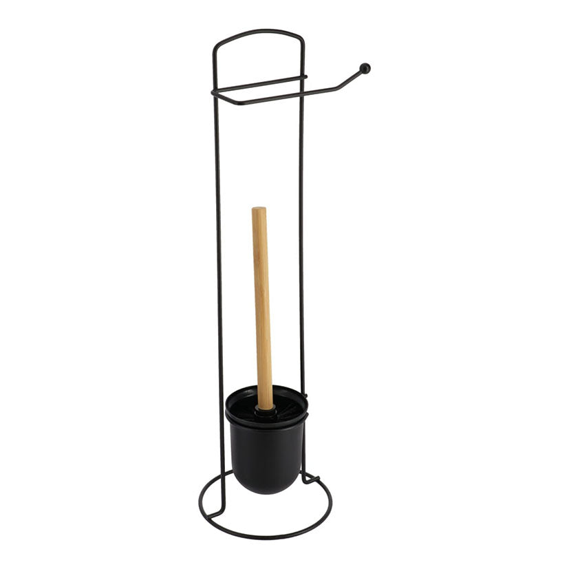 Toilet roll holder with toilet brush holder