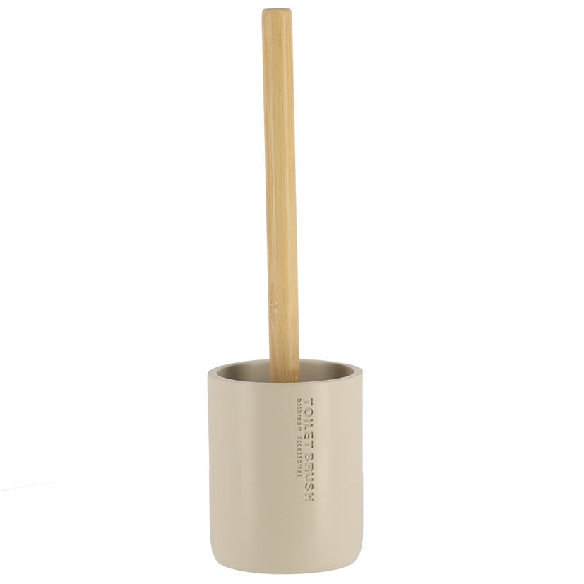 Polyresin/bamboo toilet brush holder
