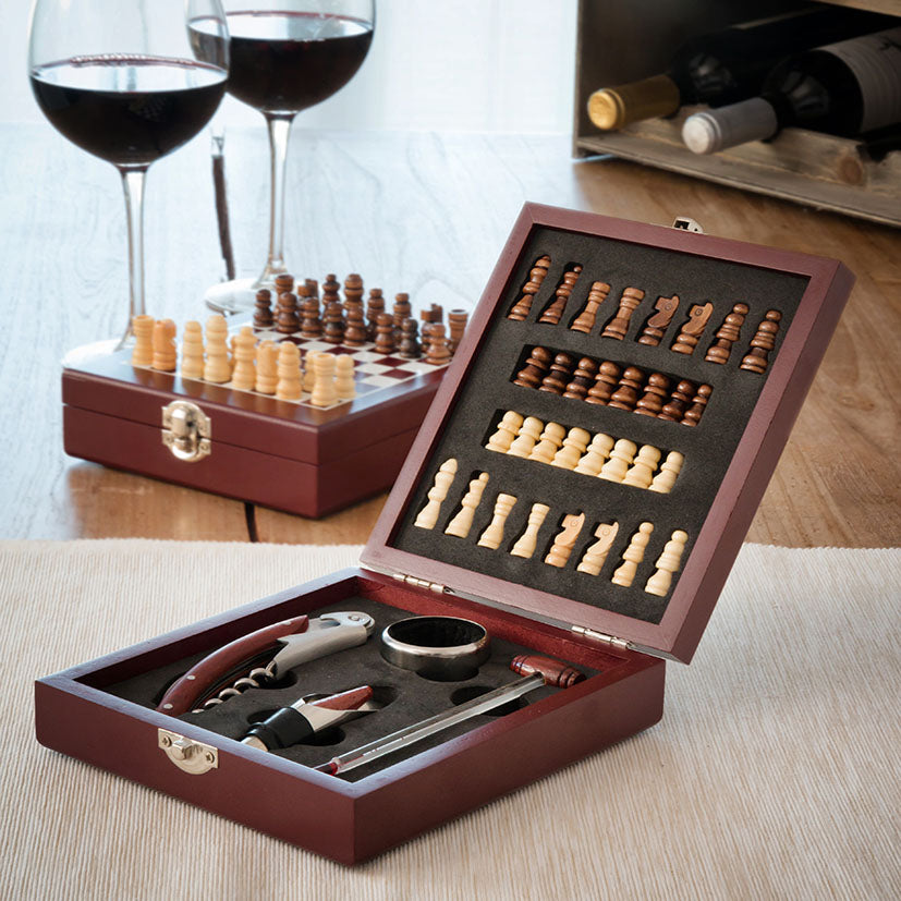Wine accessory + chess set case