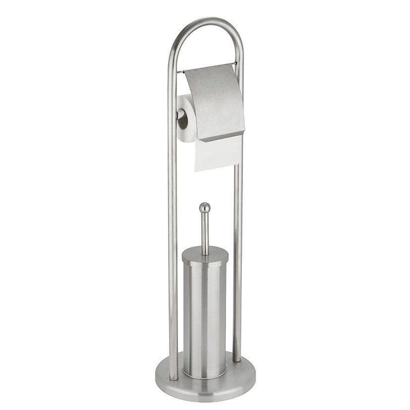 Toilet roll holder with brush