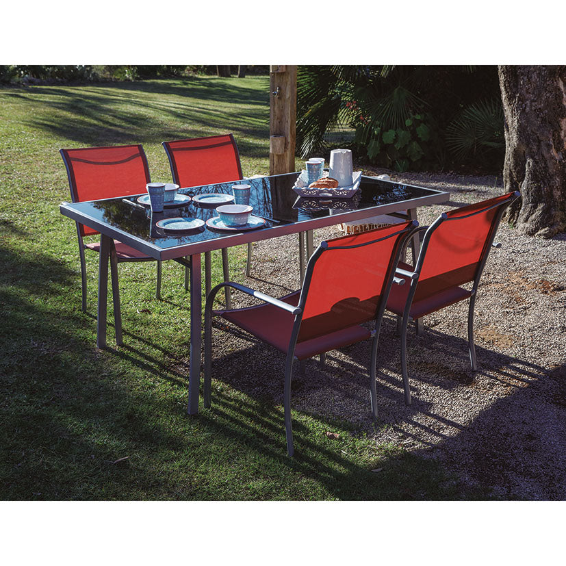 Steel/textilene chair.