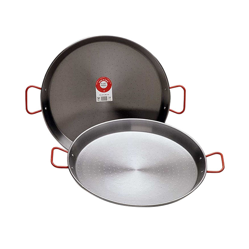 Polished steel paella pan
