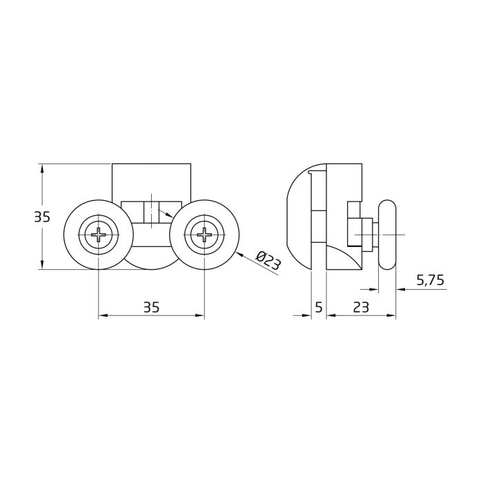Shower screen roller