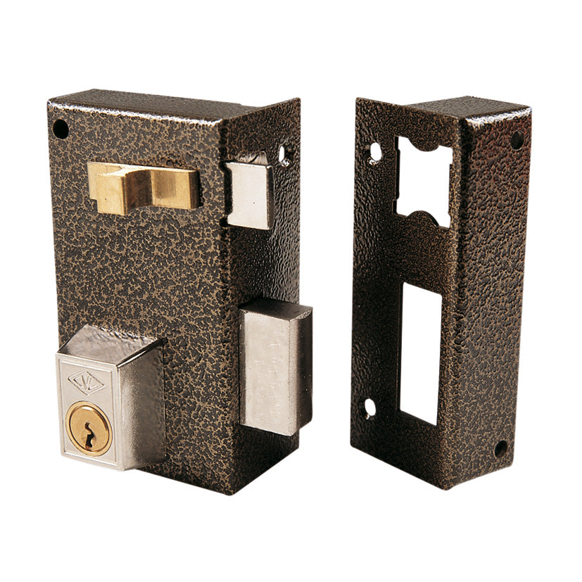 Rim lock no. 56-a/1/60 right-handed. brass