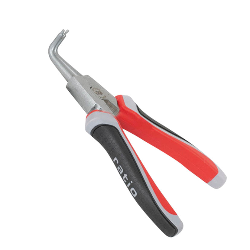 Pliers for external circlips, bent, 175mm.