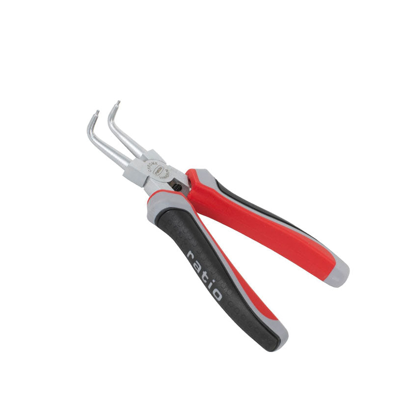 Pliers for int. curved circlip. 175mm.