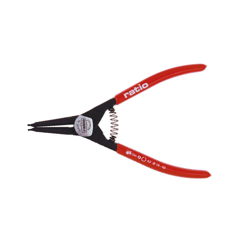 External circlip pliers, straight jaws, 175mm, Ratio