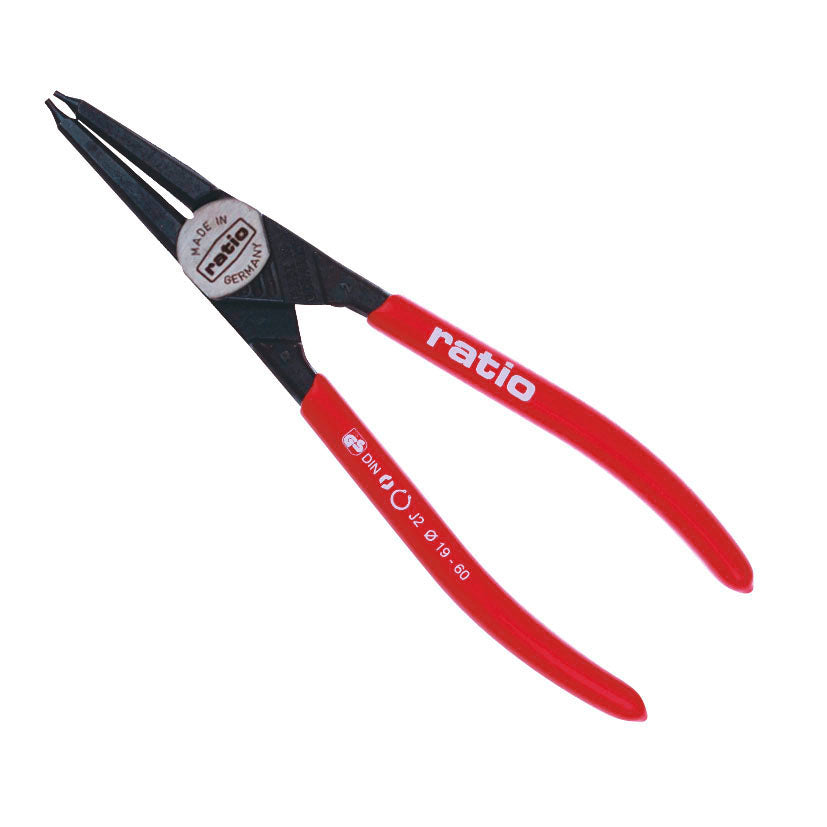 Pliers for internal retaining rings, straight nose, 185mm. Ratio.