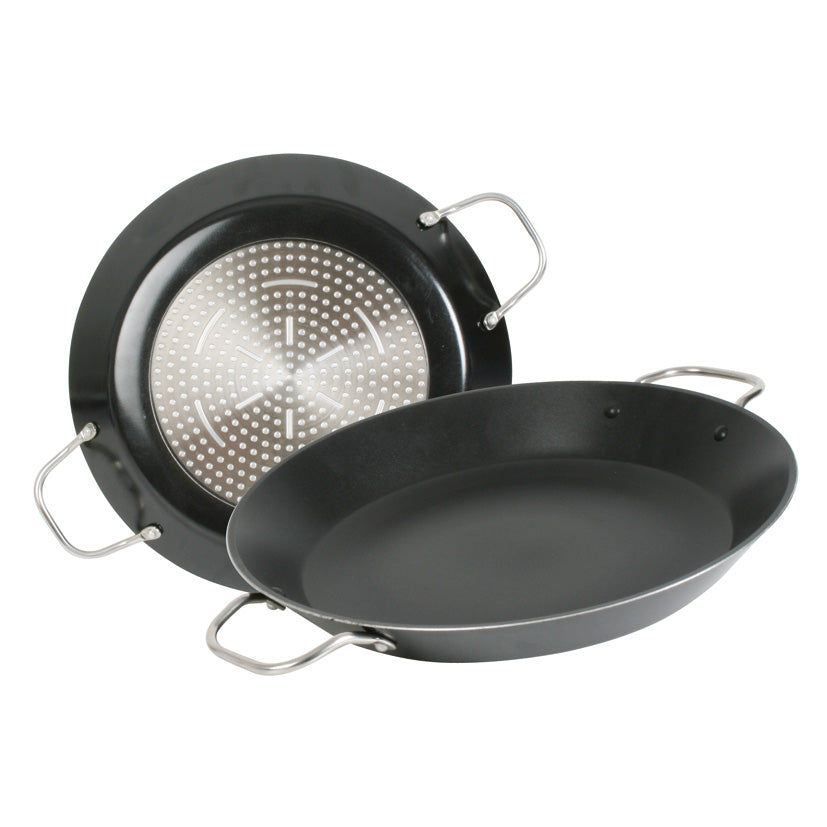 Aluminum paella pan.