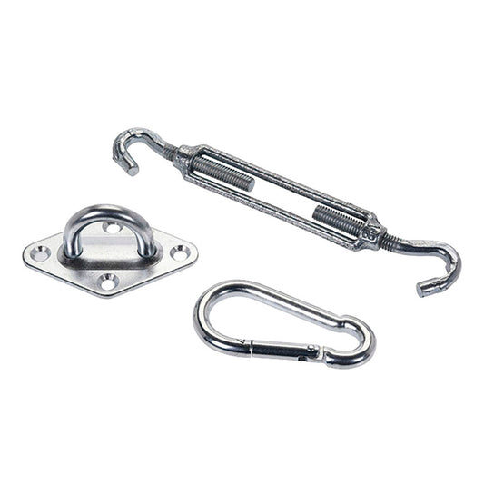 Tensioner + carabiner + awning bracket
